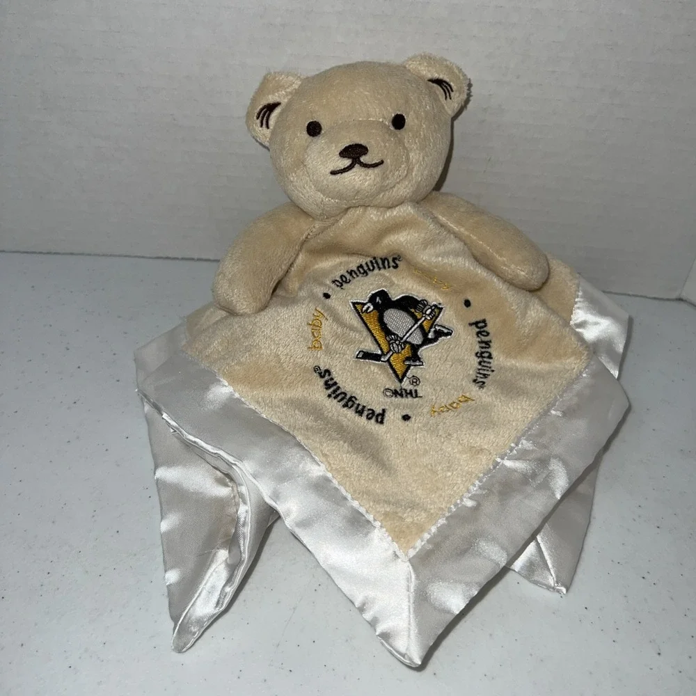 Baby Fanatic Embroidered Pittsburgh Penguins NHL Baby Lovey Cream Satin Back